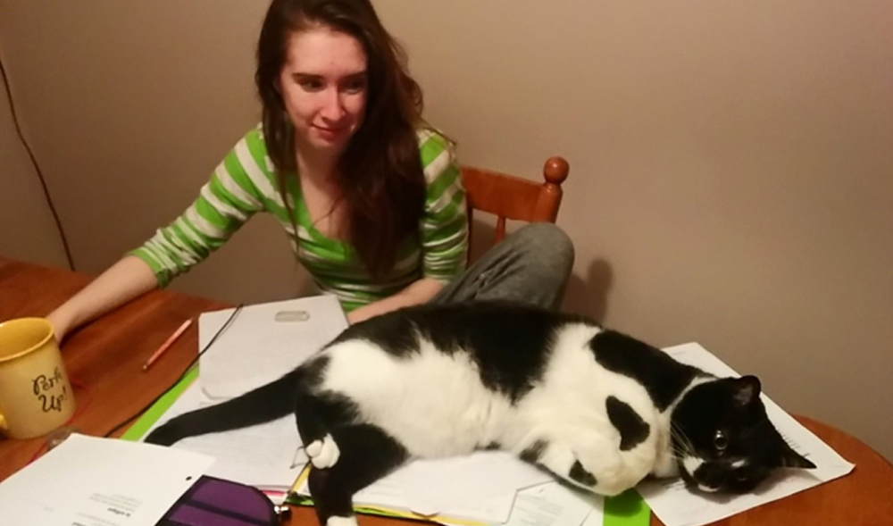 Amy and her cat.