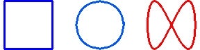 shapes of a square, a circle, and an infinity symbol